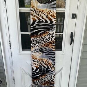 VENUS Animal Print Maxi Dress in Black, White, Brown